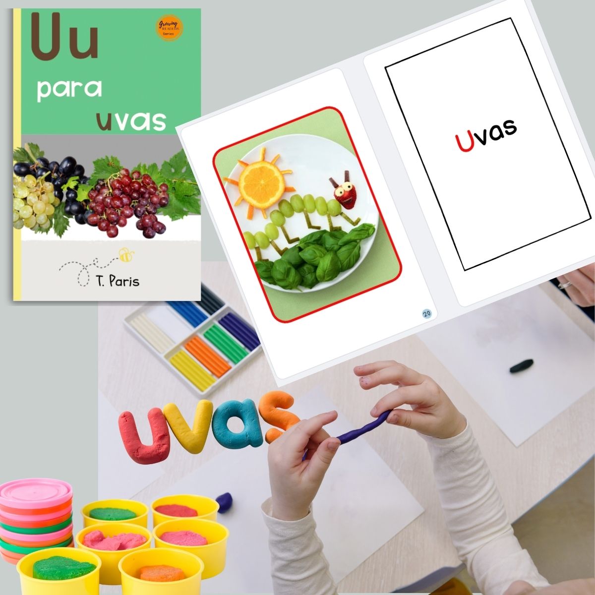 Spanish Phonics Book for Children – U para uvas, Ages 3-6, Learn to Read