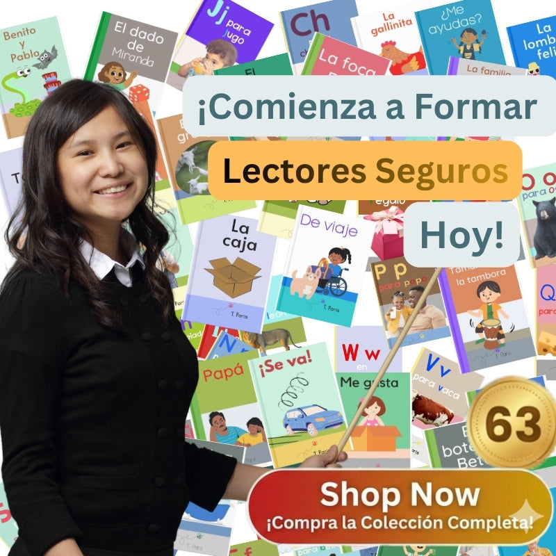Woman holding a pointer in front of educational flashcards with text and images.