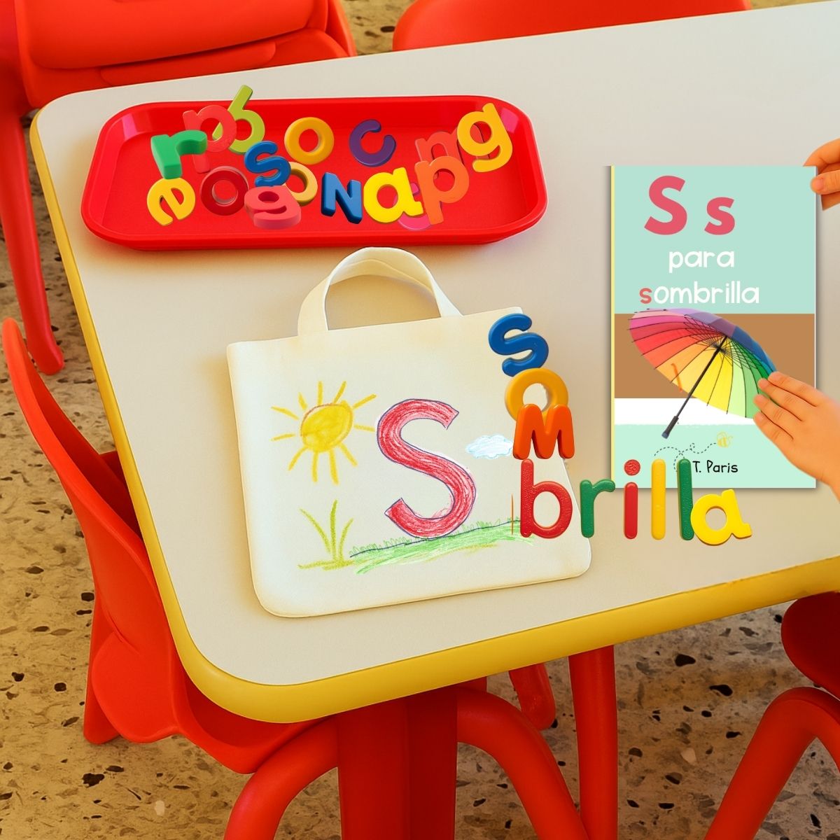 Spanish Phonics Book for Children – S para sombrilla, Ages 3-6, Learn to Read