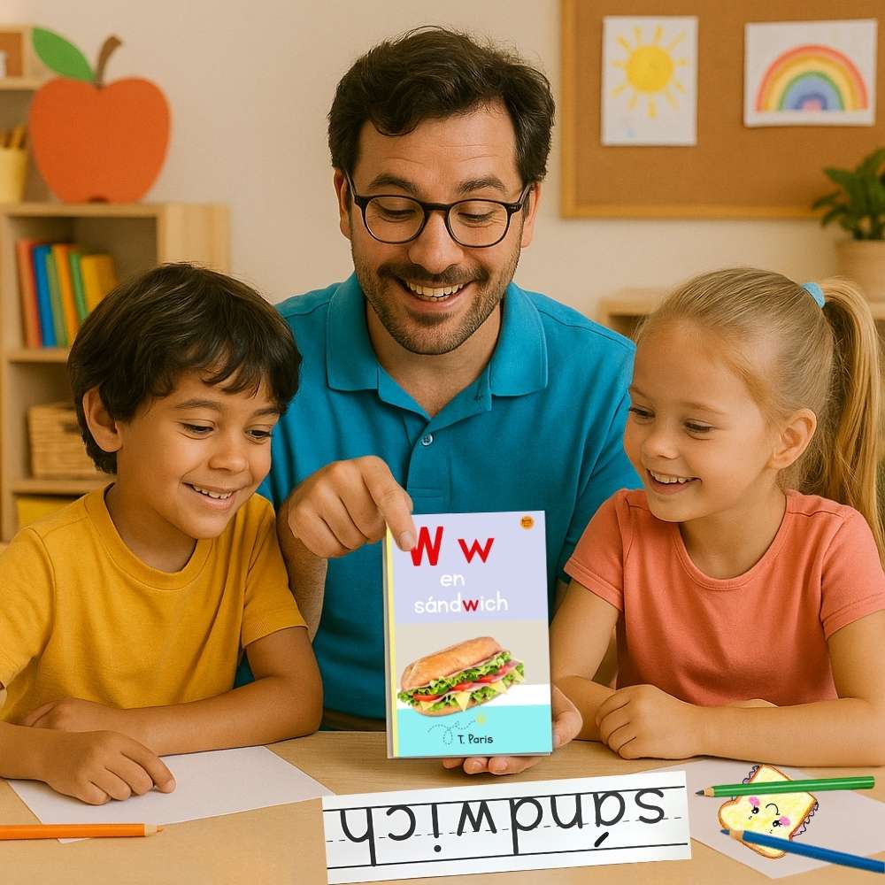 Spanish Phonics Book for Children – W en sándwich, Ages 3-6, Learn to Read