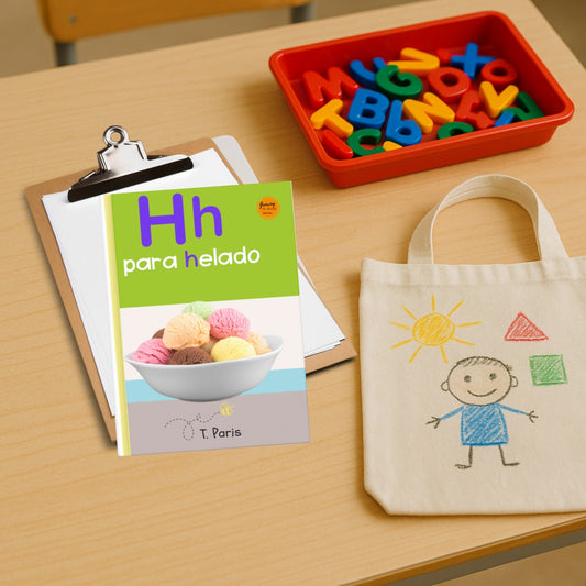 Spanish Phonics Book for Children – H para helado , Ages 3-6, Learn to Read