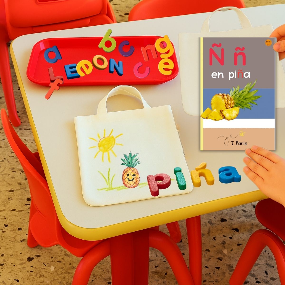 Spanish Phonics Book for Children – Ñ en piña , Ages 3-6, Learn to Read