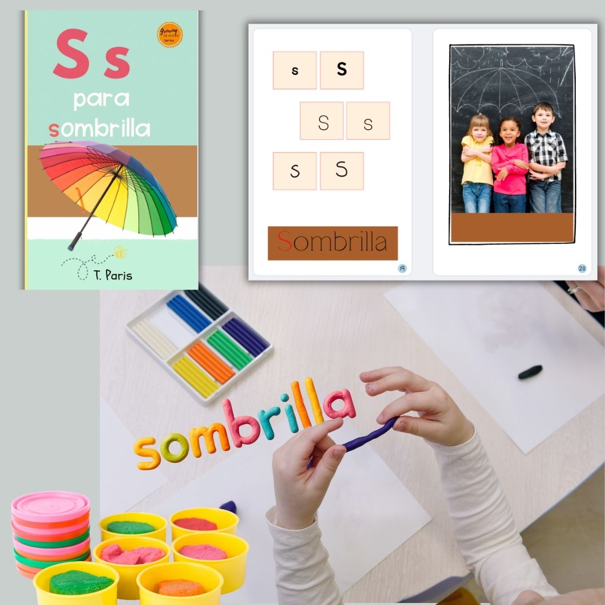 Spanish Phonics Book for Children – S para sombrilla, Ages 3-6, Learn to Read