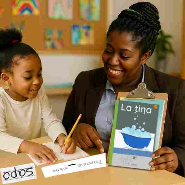 Decodable Spanish Book for Early Readers: La Tina