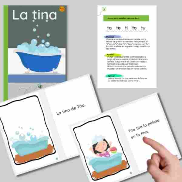 Decodable Spanish Book for Early Readers: La Tina