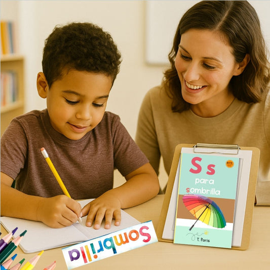 Spanish Phonics Book for Children – S para sombrilla, Ages 3-6, Learn to Read