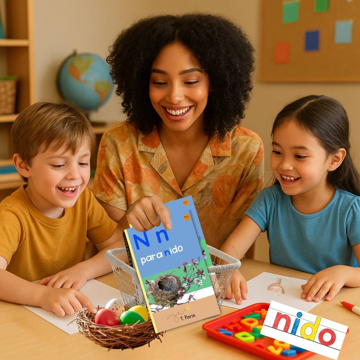 Spanish Phonics Book for Children – N para nido, Ages 3-6, Learn to Read