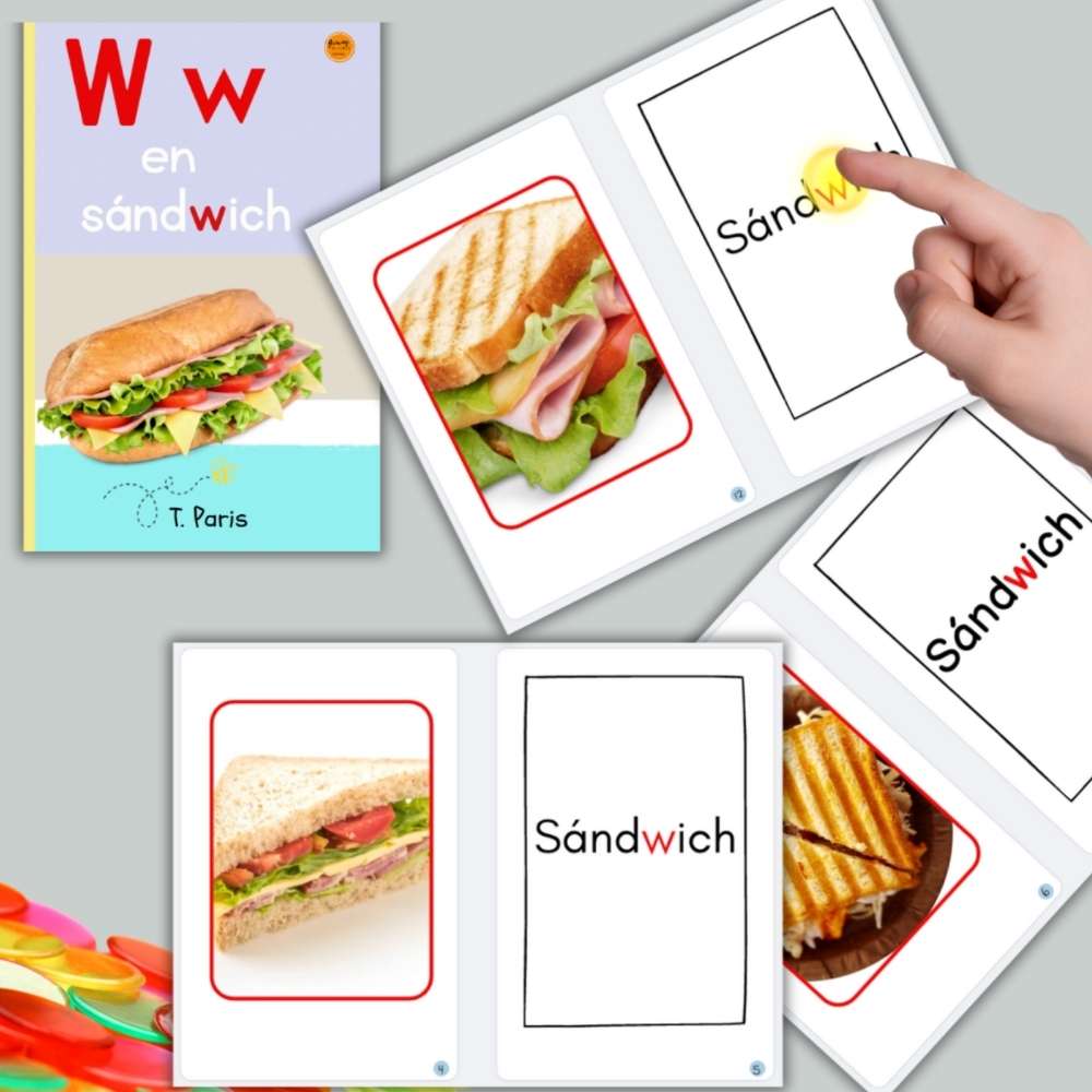 Spanish Phonics Book for Children – W en sándwich, Ages 3-6, Learn to Read