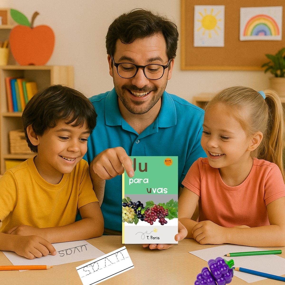 Spanish Phonics Book for Children – U para uvas, Ages 3-6, Learn to Read