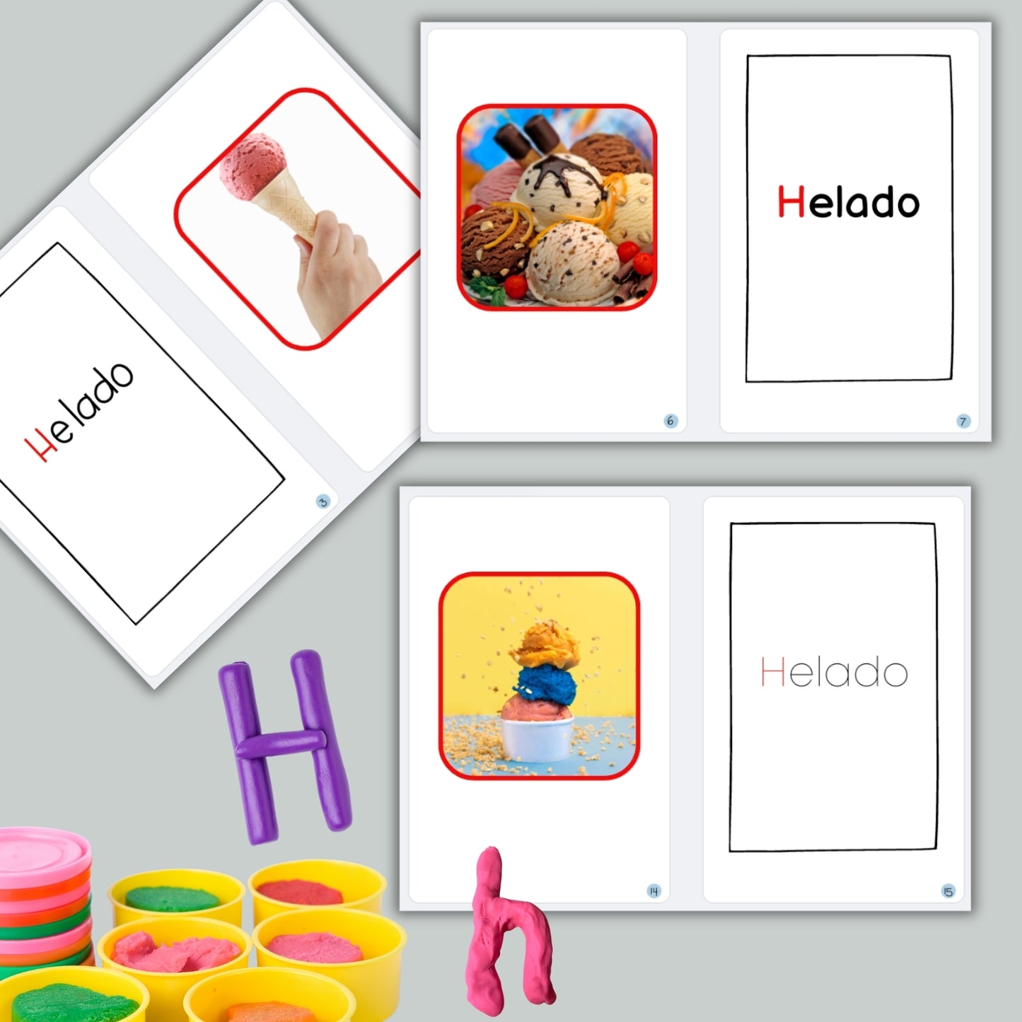 Spanish Phonics Book for Children – H para helado , Ages 3-6, Learn to Read