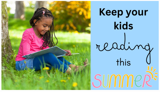 young girl reading a decodable book outside