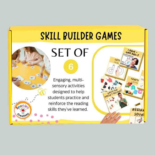 Skill Builder Games set packaging with educational activities on a gray background