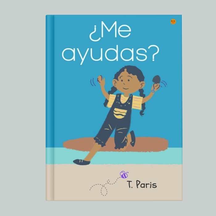 Book cover with a child illustration and text on a blue background