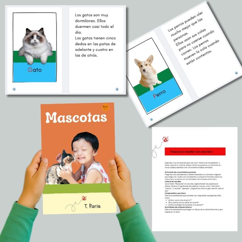 Decodable Spanish Book for Early Readers: Mascotas