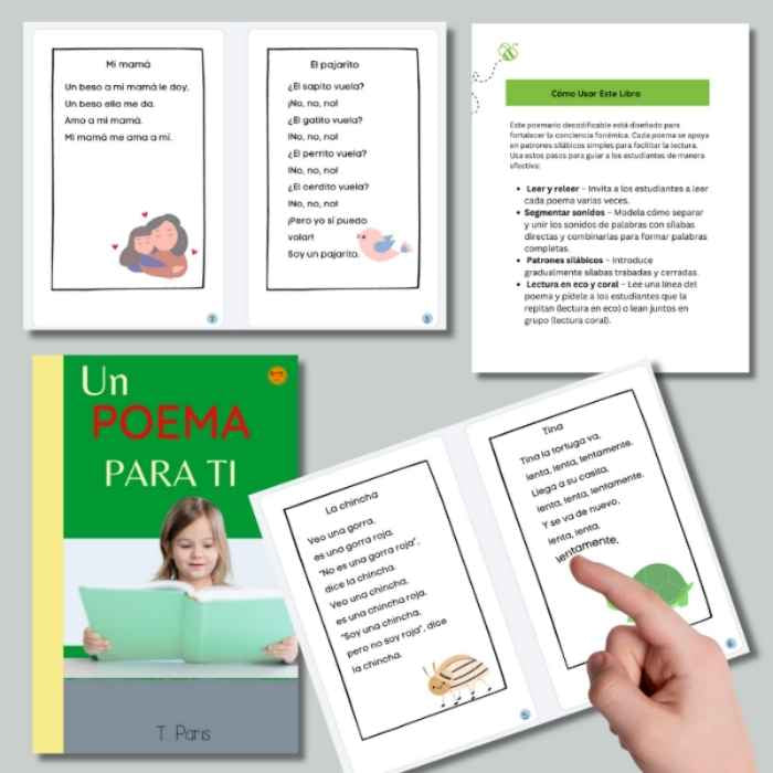 Spanish Decodable Poetry: Un Poema para Ti | K-2 Phonics