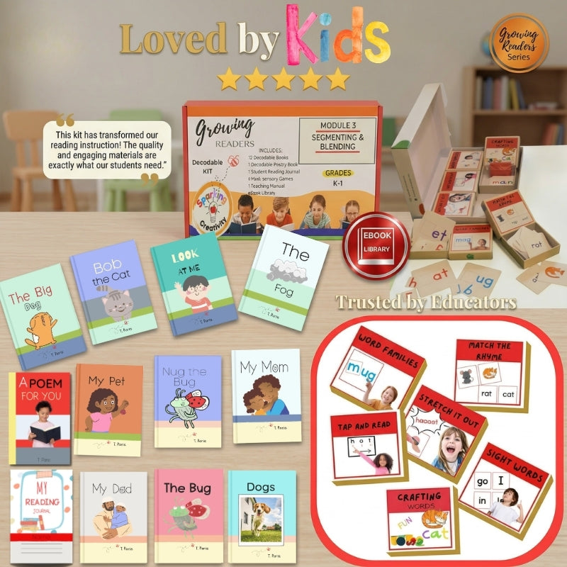 Educational materials for children including books and flashcards on a wooden surface.