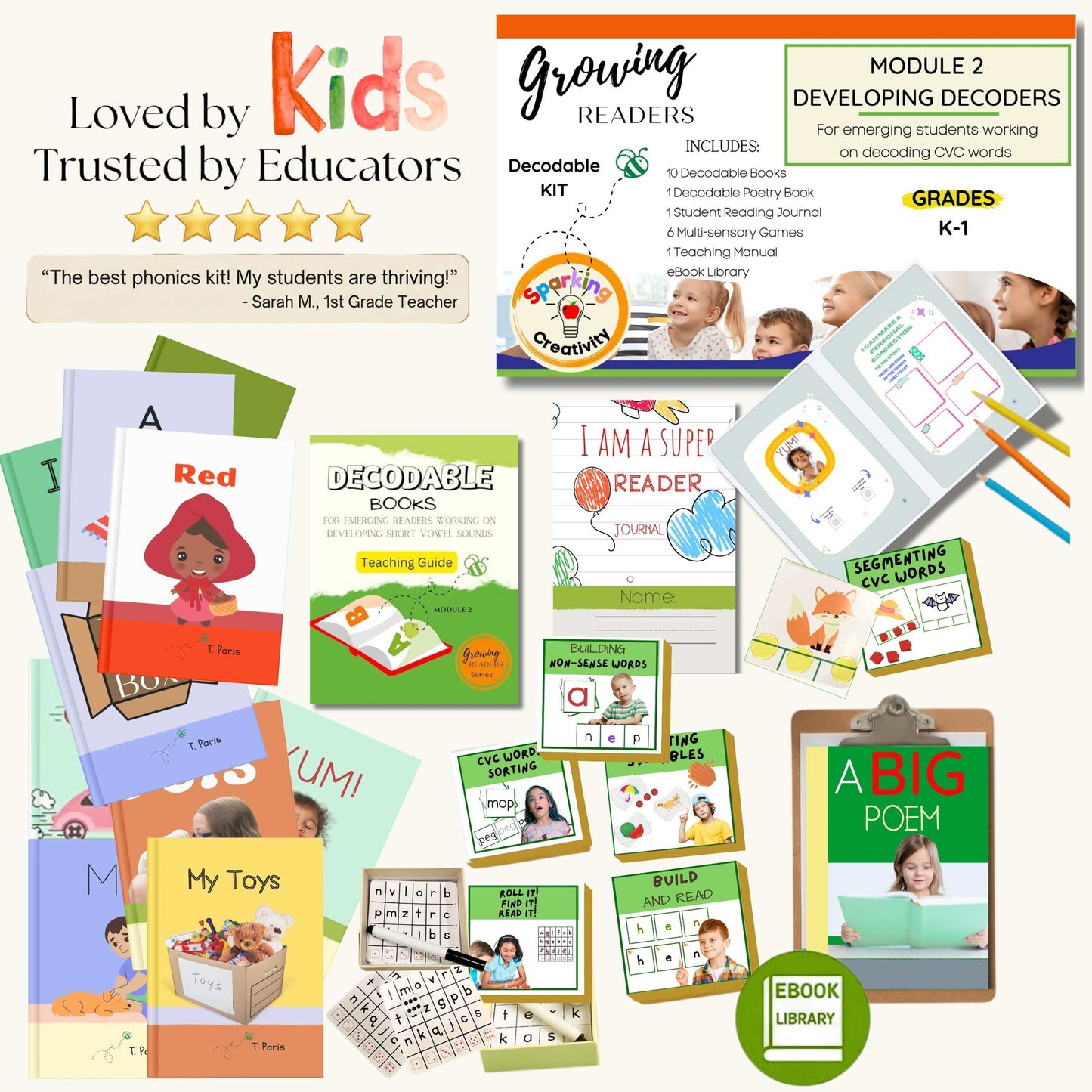 CVC Decodable Readers Kit for Kindergarten: Developing Decoders | Phonics & Short Vowels