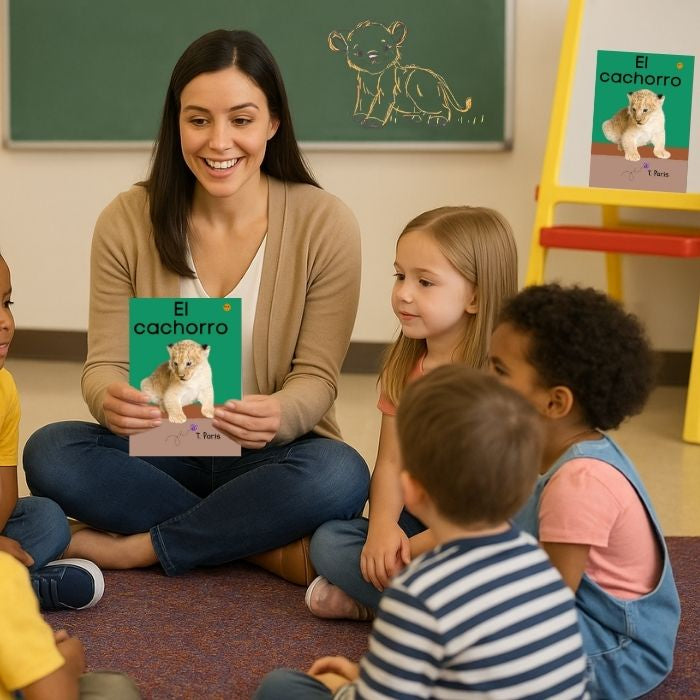 Teacher reading a book to children in a classroom setting