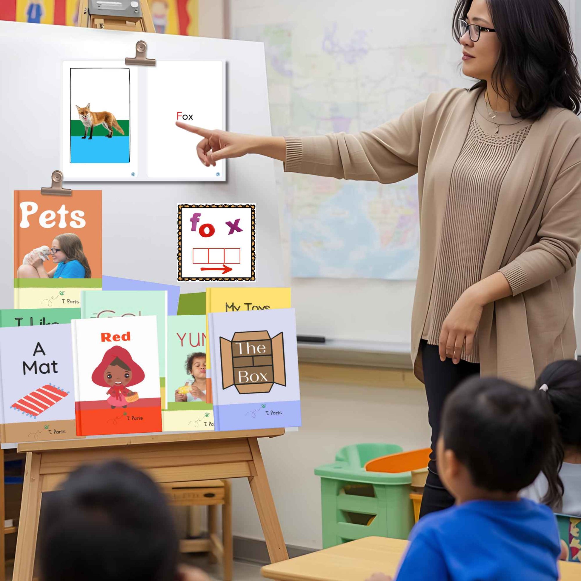 phonic lesson with decodable box and CVC words