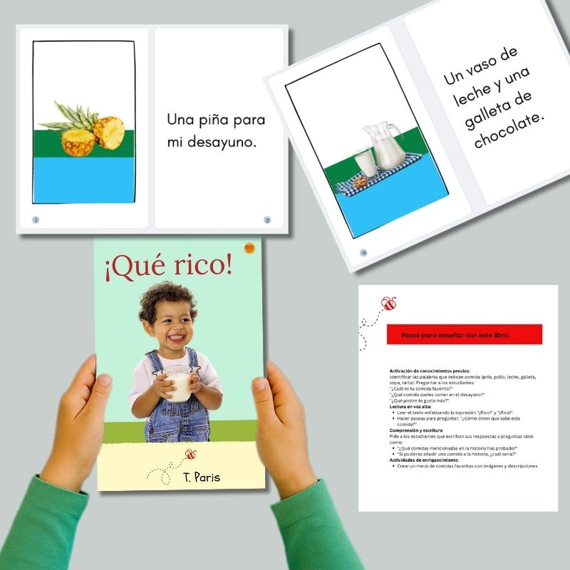 Decodable Spanish Book for Early Readers: ¡Qué rico!