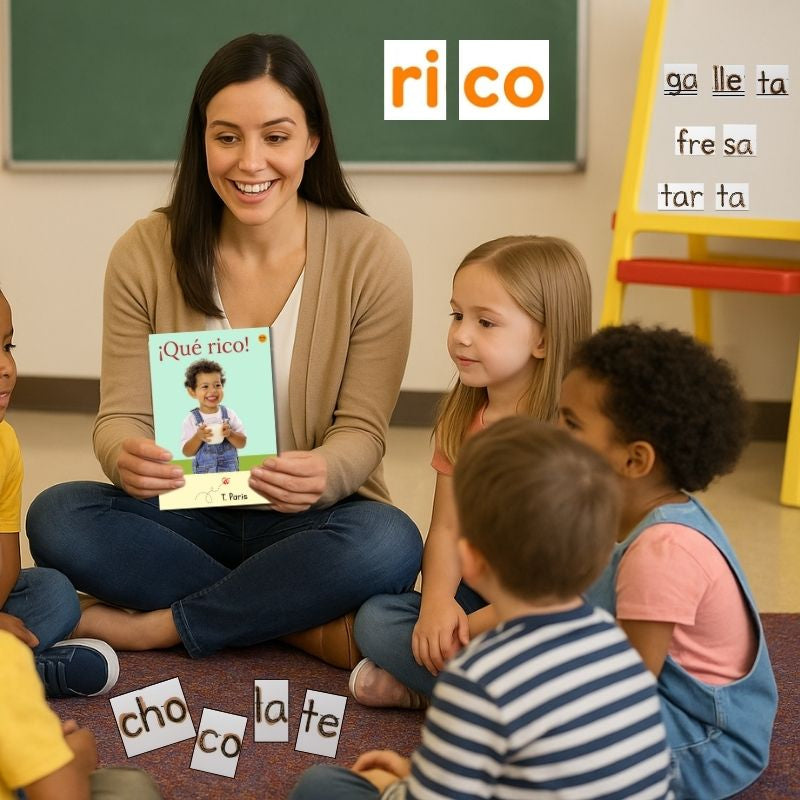 Decodable Spanish Book for Early Readers: ¡Qué rico!