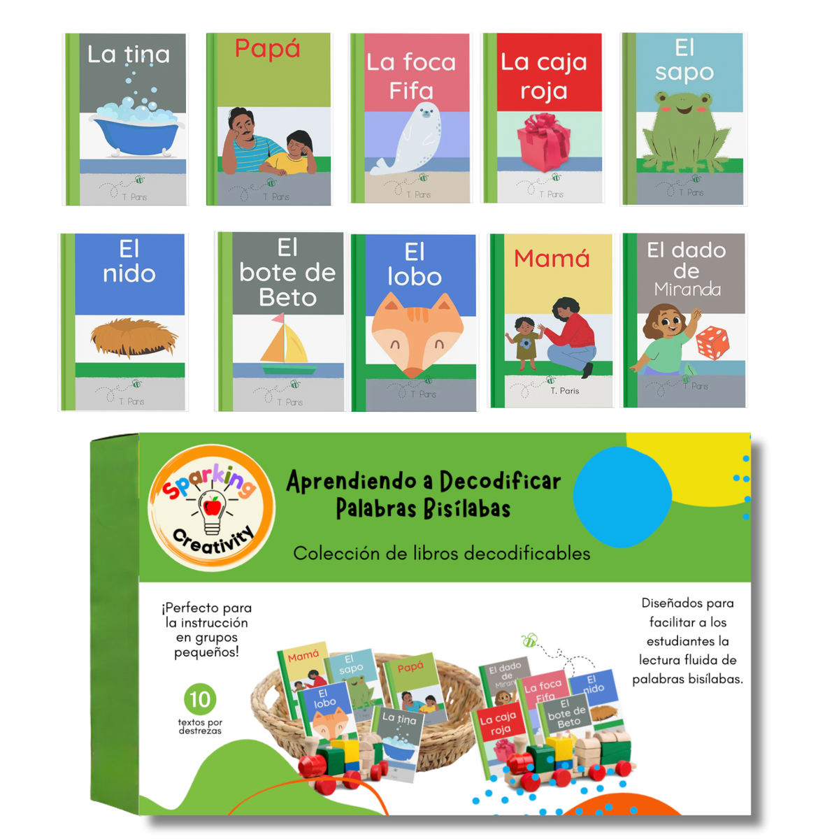 Spanish Decodable Book Set – Palabras Bisílabas | Early Spanish Phonics Readers for Kindergarten & First Grade | Module 2 | Set of 10 Books
