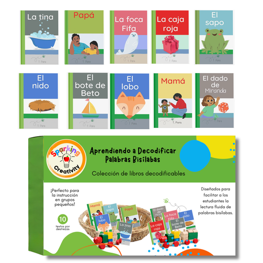 Spanish Decodable Book Set – Palabras Bisílabas | Early Spanish Phonics Readers for Kindergarten & First Grade | Module 2 | Set of 10 Books